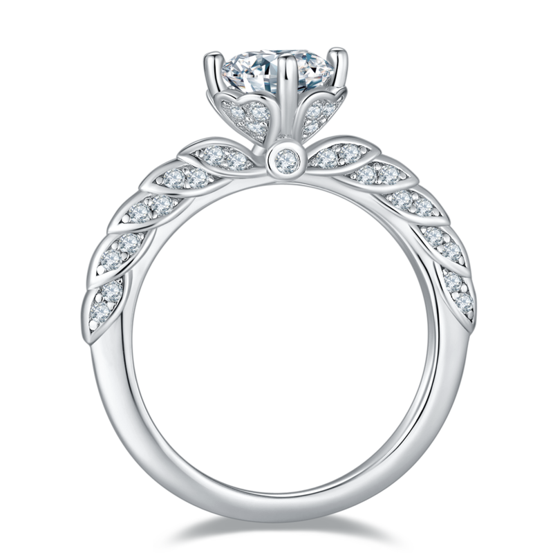 婚语S925银镀白金MoissaniteWomen's Ring1ctD级